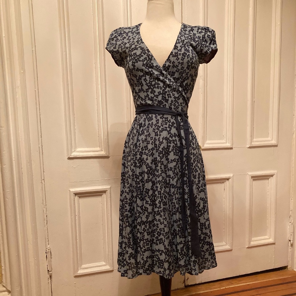Tocca Blue and Black Midi Dress